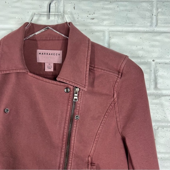 MARRAKECK Parkway Cotton Blend Moto Jacket | dusty rose - Picture 2 of 9